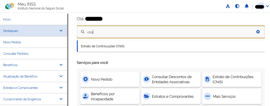 Acesso ao CNIS na plataforma do GOV.BR